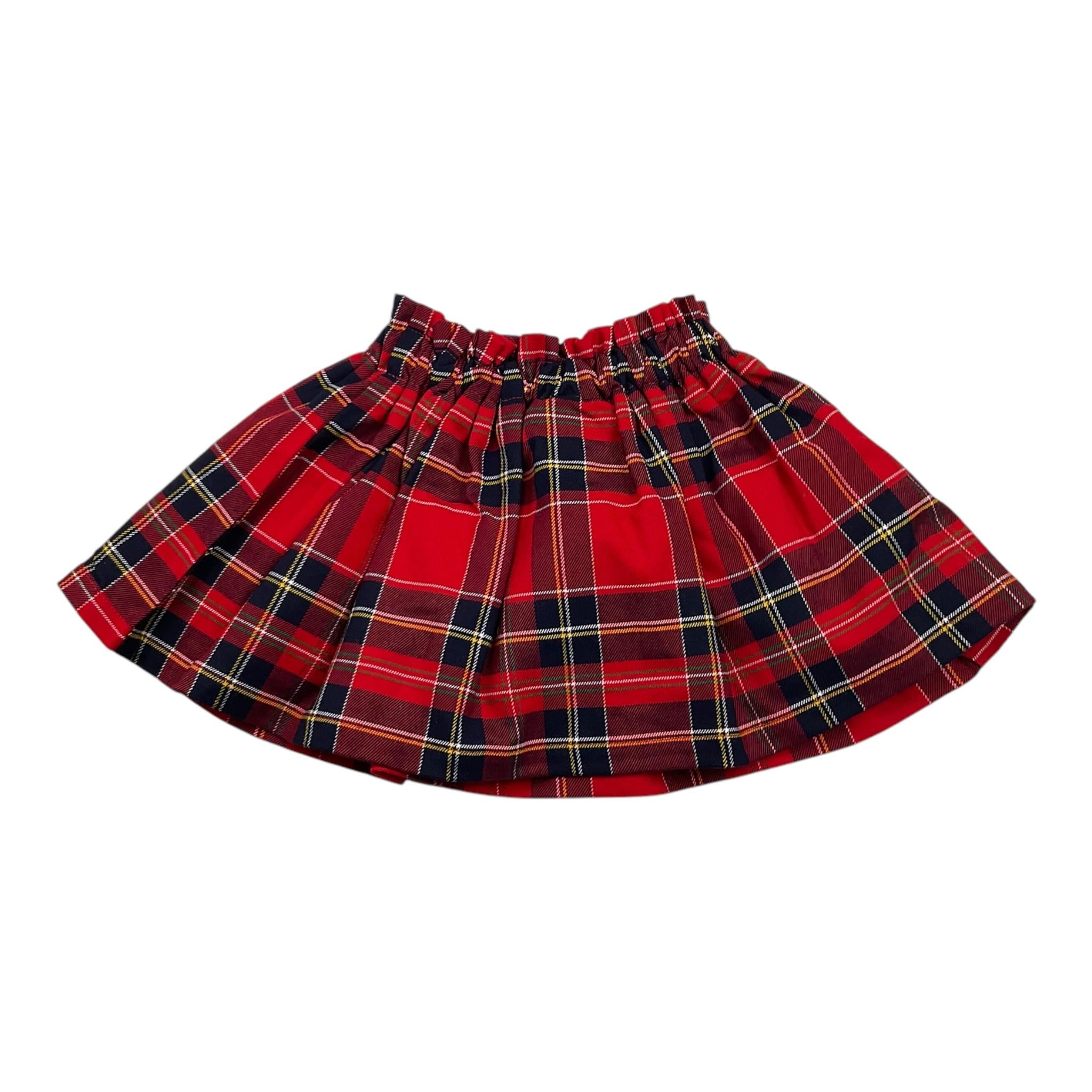 MINI BANDA gonna tinta unita con fantasia scozzese Rosso per Neonata A772 ROSSO MINI BANDA 