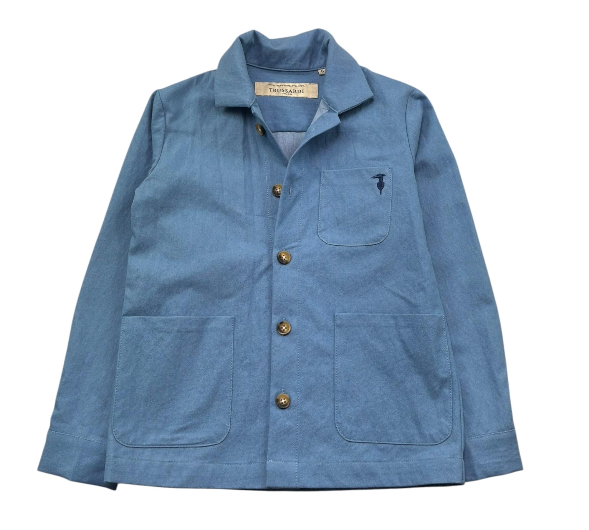 Trussardi Camicia Manica Lunga Tinta Unita per Bambino TBP26035CA AZZURRO TRUSSARDI 