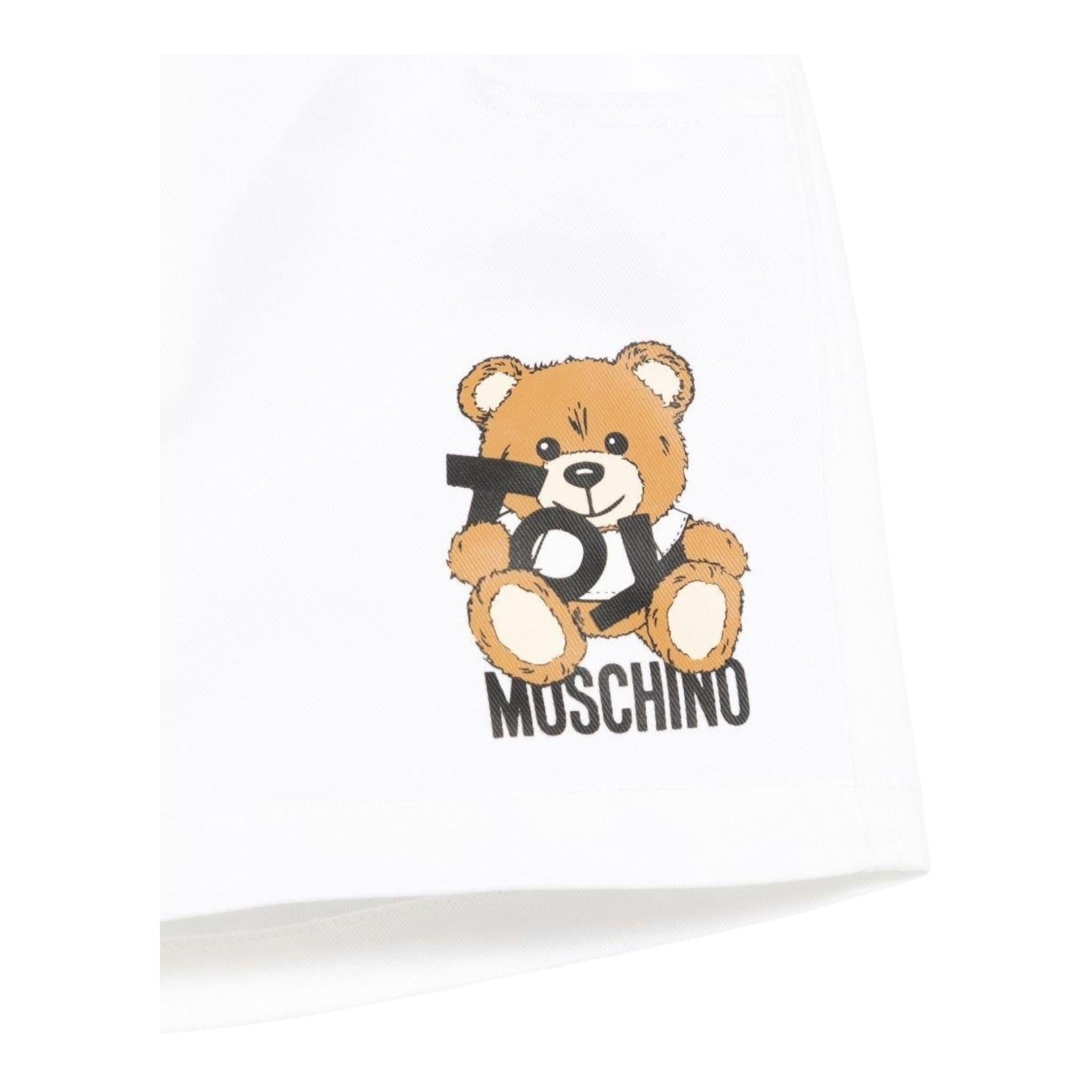 Moschino Bermuda Tinta Unita con Logo  per Neonato MUQ018 BIANCO MOSCHINO 