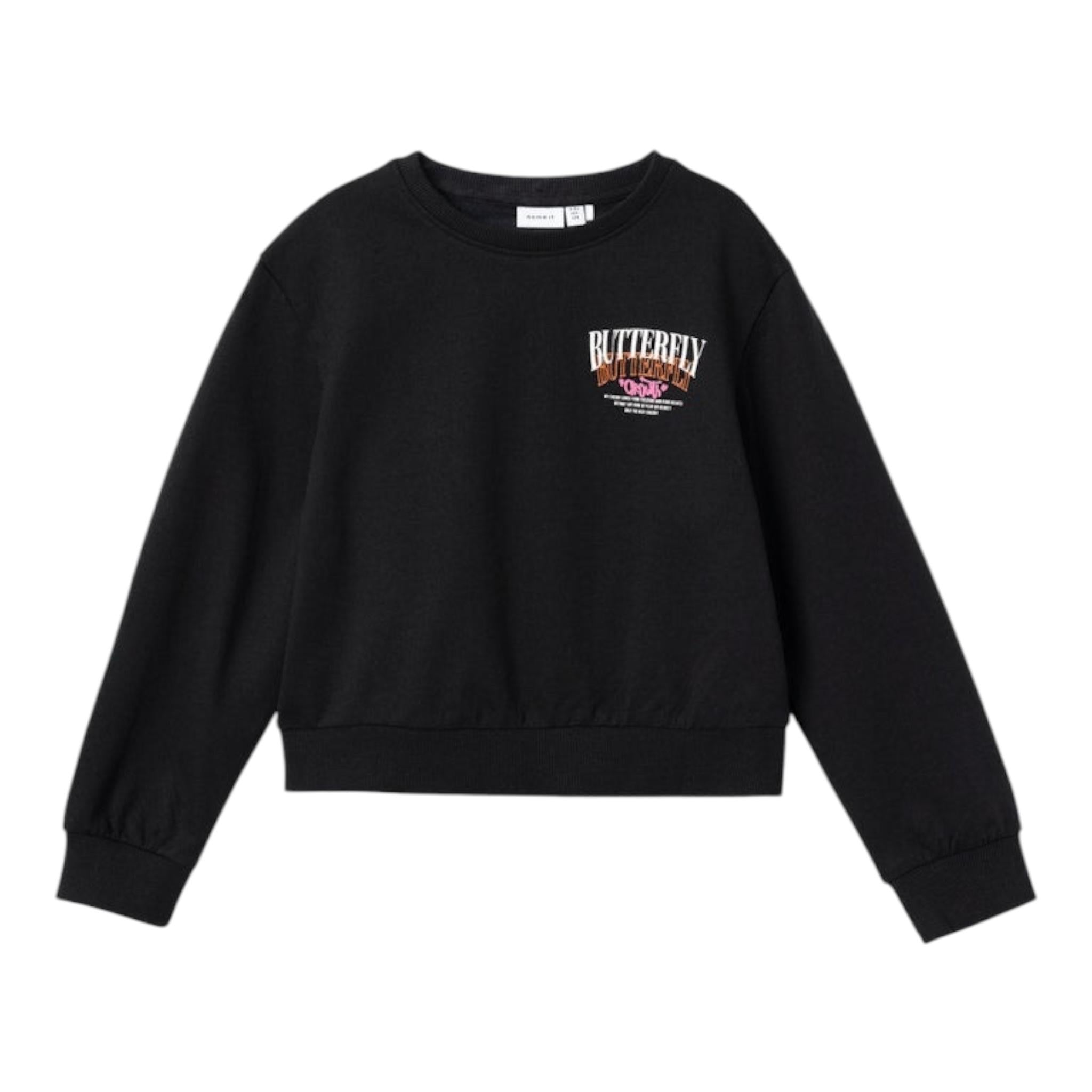 NAME IT felpa girocollo tinta unita con stampa Nero per Bambina 13233351 NERO NAME IT 
