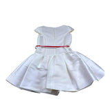 Monnalisa Abito Cerimonia Tinta Unita con Cintura per Bambina 719925 BIANCO MONNALISA 