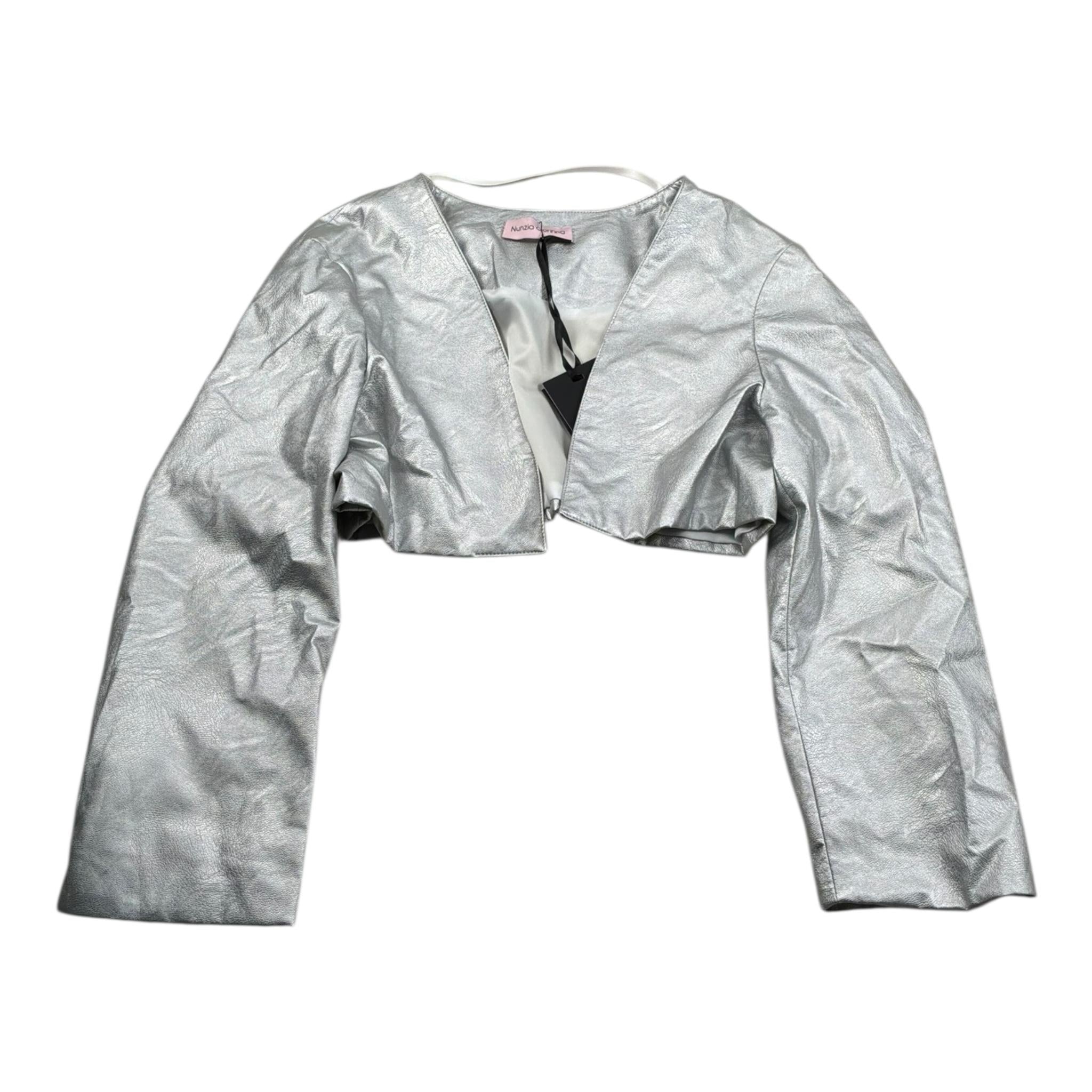 Nunzia Corinna Giubbino Ecopelle Tinta Unita per Bambina NJ1216165 ARGENTO NUNZIA CORINNA 