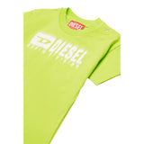 Diesel T-Shirt Girocollo tinta unita con Stampa Verde Fluo per Neonato K00569XX VERDE FLUO DIESEL 
