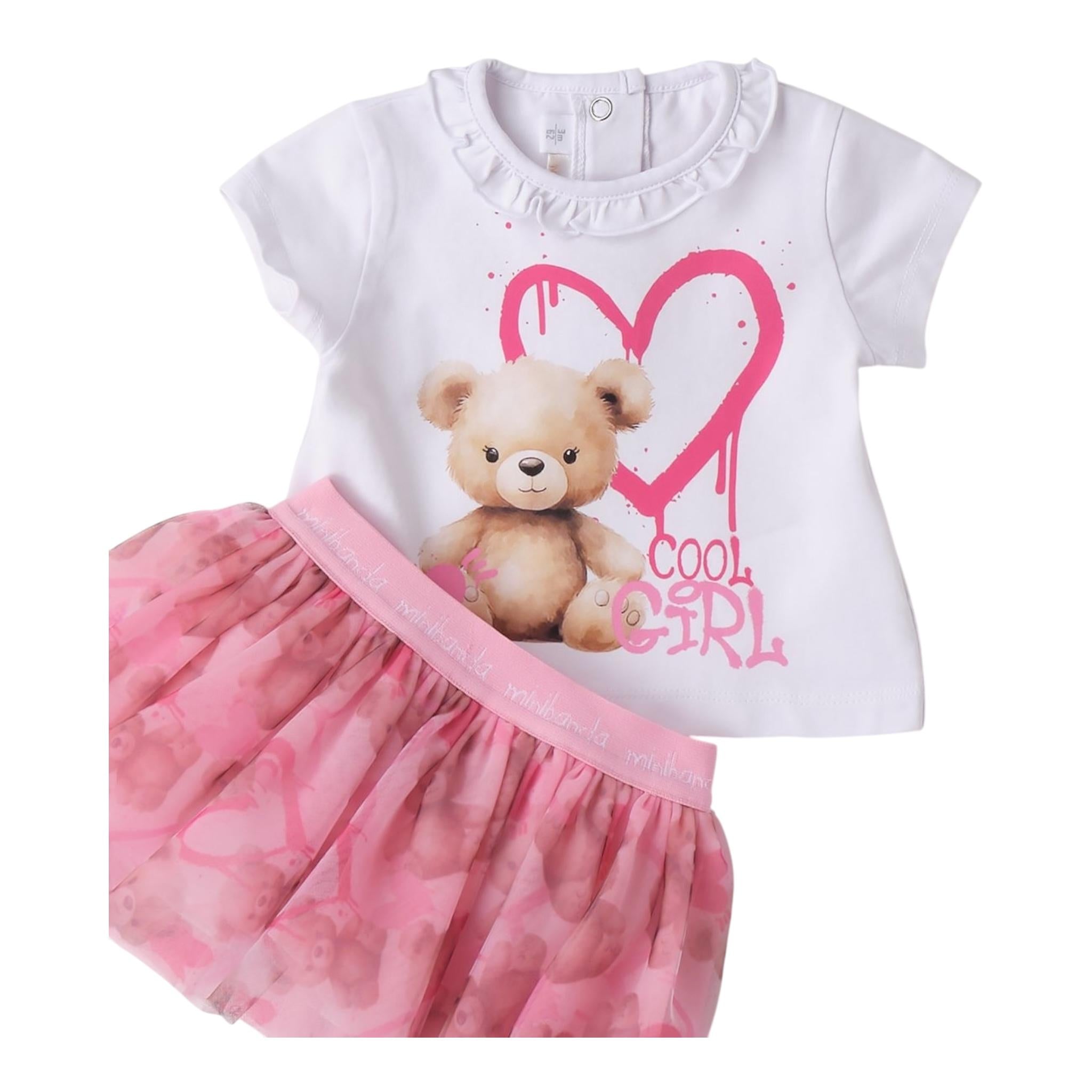 Minibanda Completo 2 Pezzi T-Shirt-Gonna per Neonata 3B754X ROSA MINIBANDA 