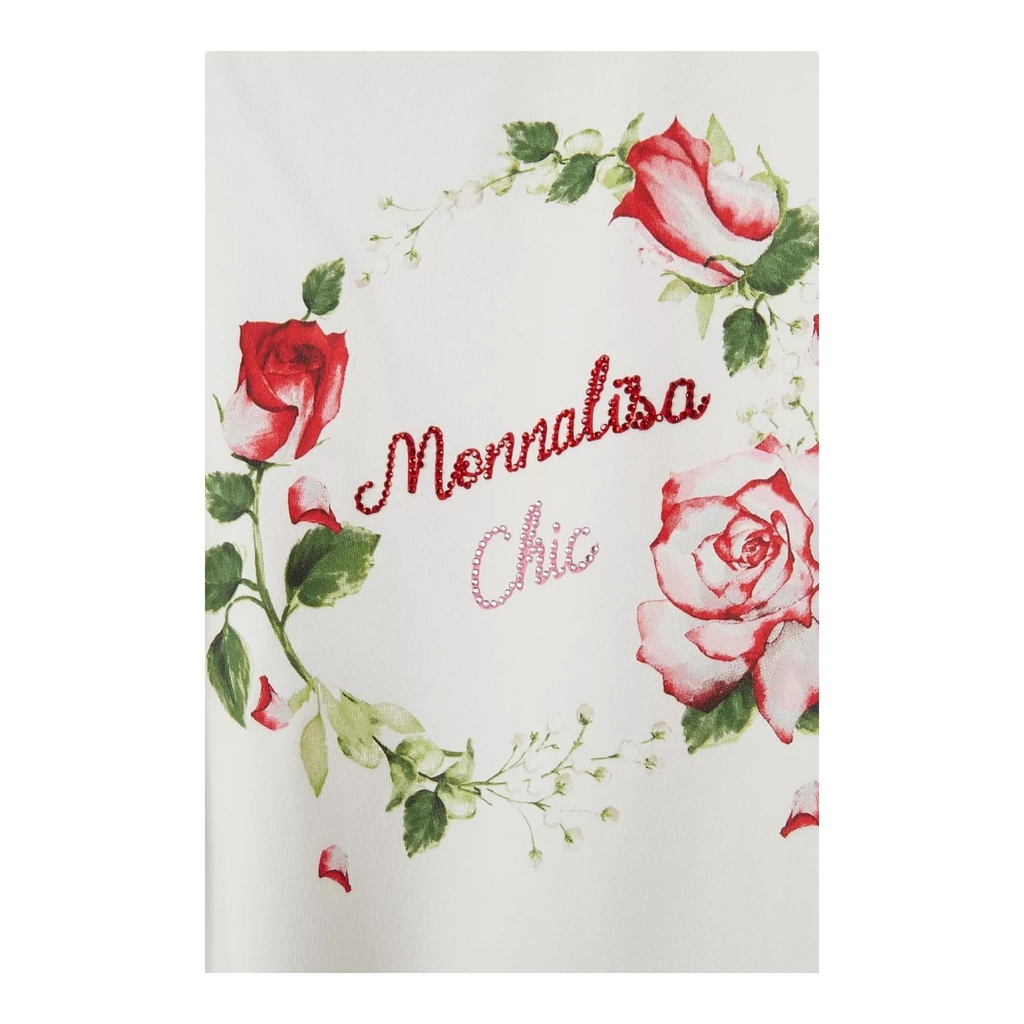 Monnalisa T-Shirt Girocollo Tinta Unita con Stampa per Bambina 717602S5 BIANCO MONNALISA 