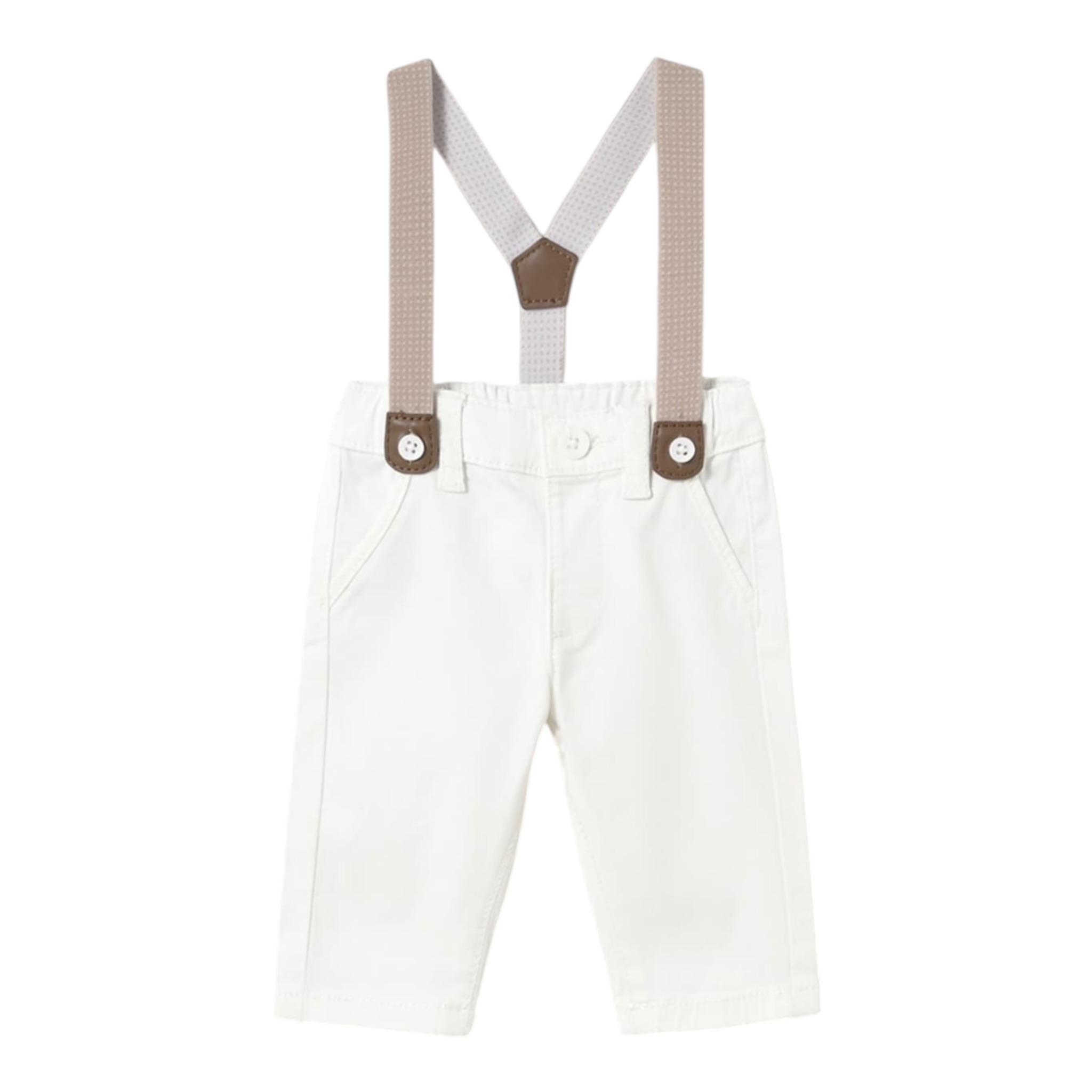 Mayoral Pantalone tinta unita con Bretelle Bianco per Neonato 1561X BIANCO MAYORAL 