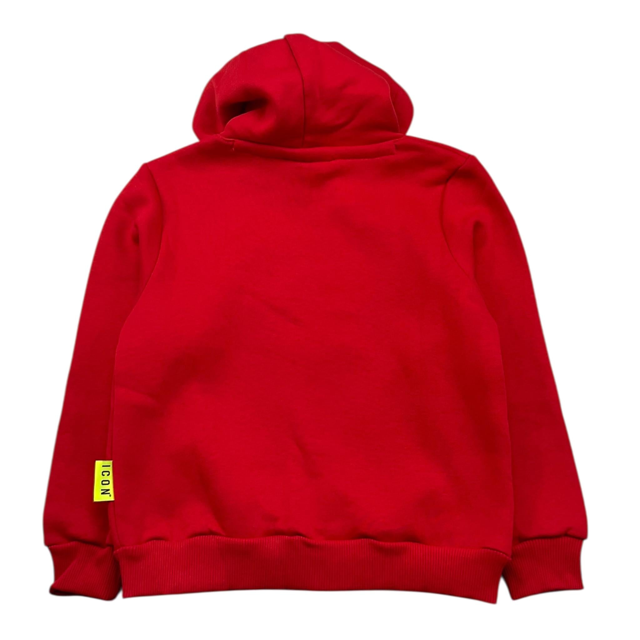ICON felpa chiusa con cappuccio tinta unita con logo Rosso per Bambino IBSW00848 ROSSO ICON 