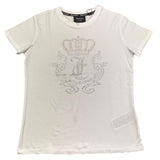 Juicy Couture T-Shirt Girocollo Tinta Unita Brillantinata Bianco per Bambina