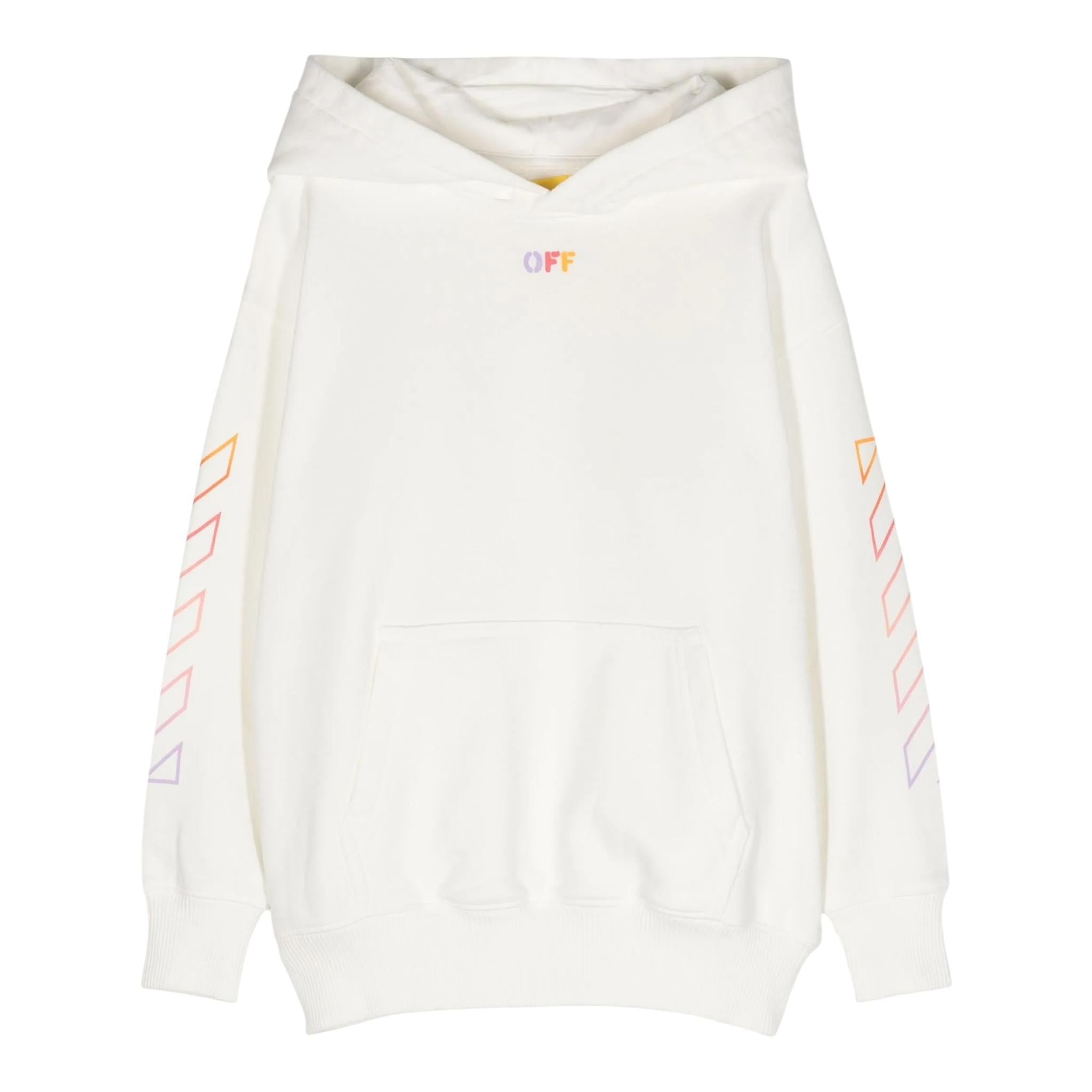 Off-White Felpa Tinta Unita con Cappuccio per Bambina OGBB002S24 BIANCO OFF-WHITE 