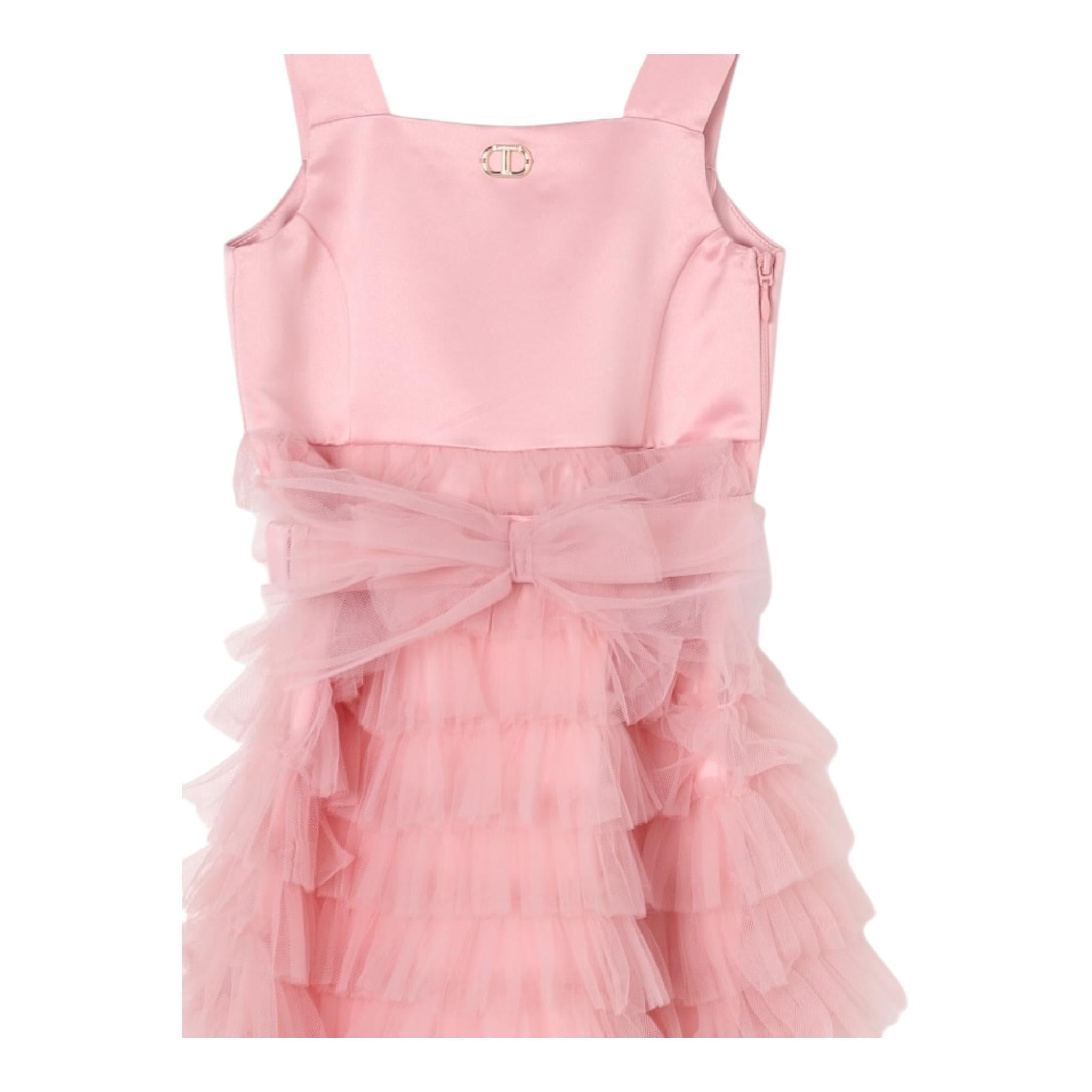 Twinset Abito Tinta Unita con Tulle per Neonata 251GJ2QS0 ROSA TWINSET 