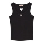 Liu Jo Canotta Tinta Unita con Traforo A Forma di Cuore per Bambina GA5199X NERO LIU JO 