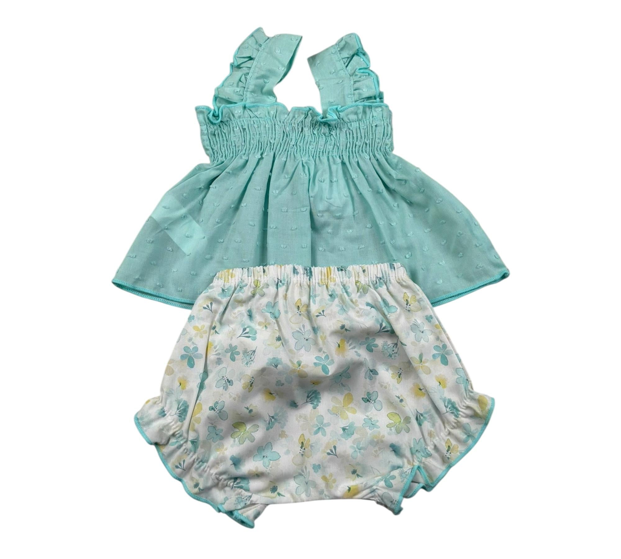 Calamaro Completo 2 Pezzi Camicia-Culotte per Neonata 11120 VERDE ACQUA CALAMARO 
