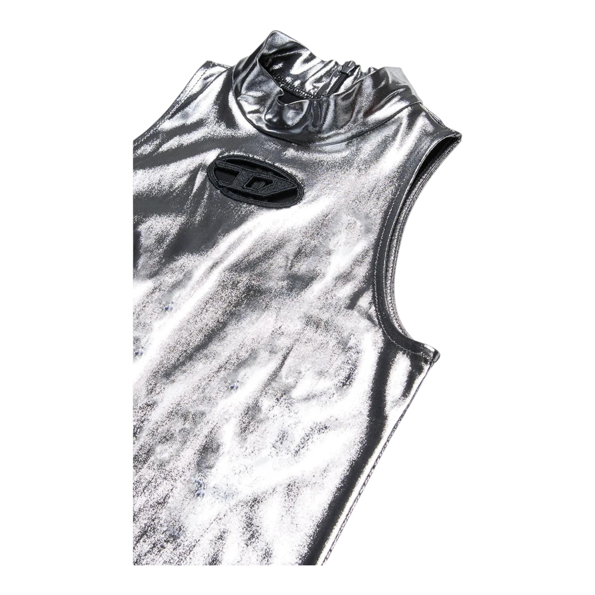 Diesel Abito Tinta Unita Mezzo Collo Giromanica per Bambina J02175 ARGENTO DIESEL 