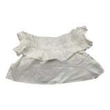 Please Top Tinta Unita Giromanica Con Balze Bianco Per Bambina
