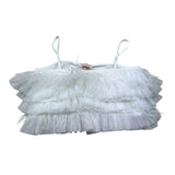 Please Top Bretelline Tinta Unita con Piume per Bambina M06032G73 BIANCO PLEASE 