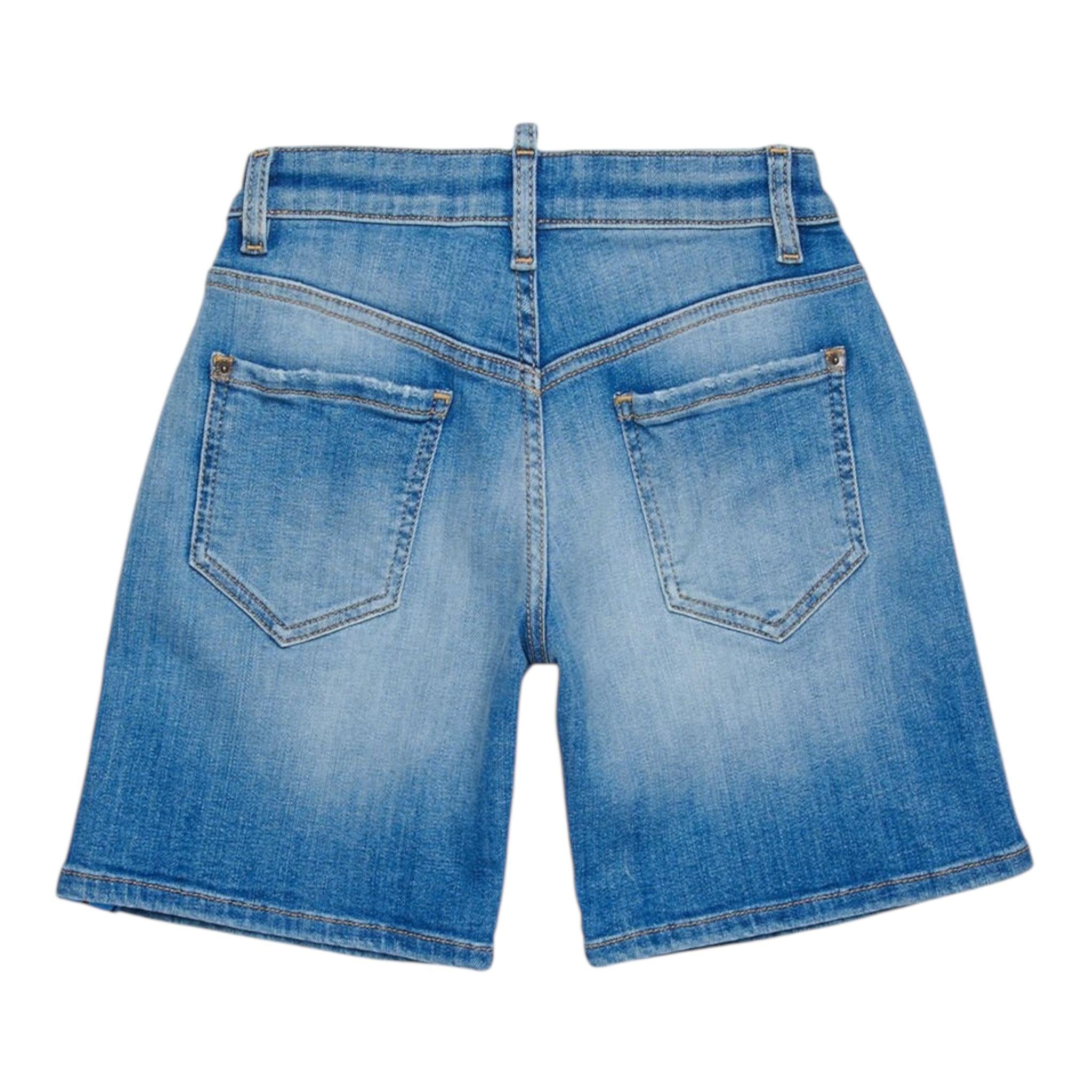 Dsquared2 Bermuda Tinta Unita con Profili Logati per Bambino DQ2822 AZZURRO DSQUARED2 