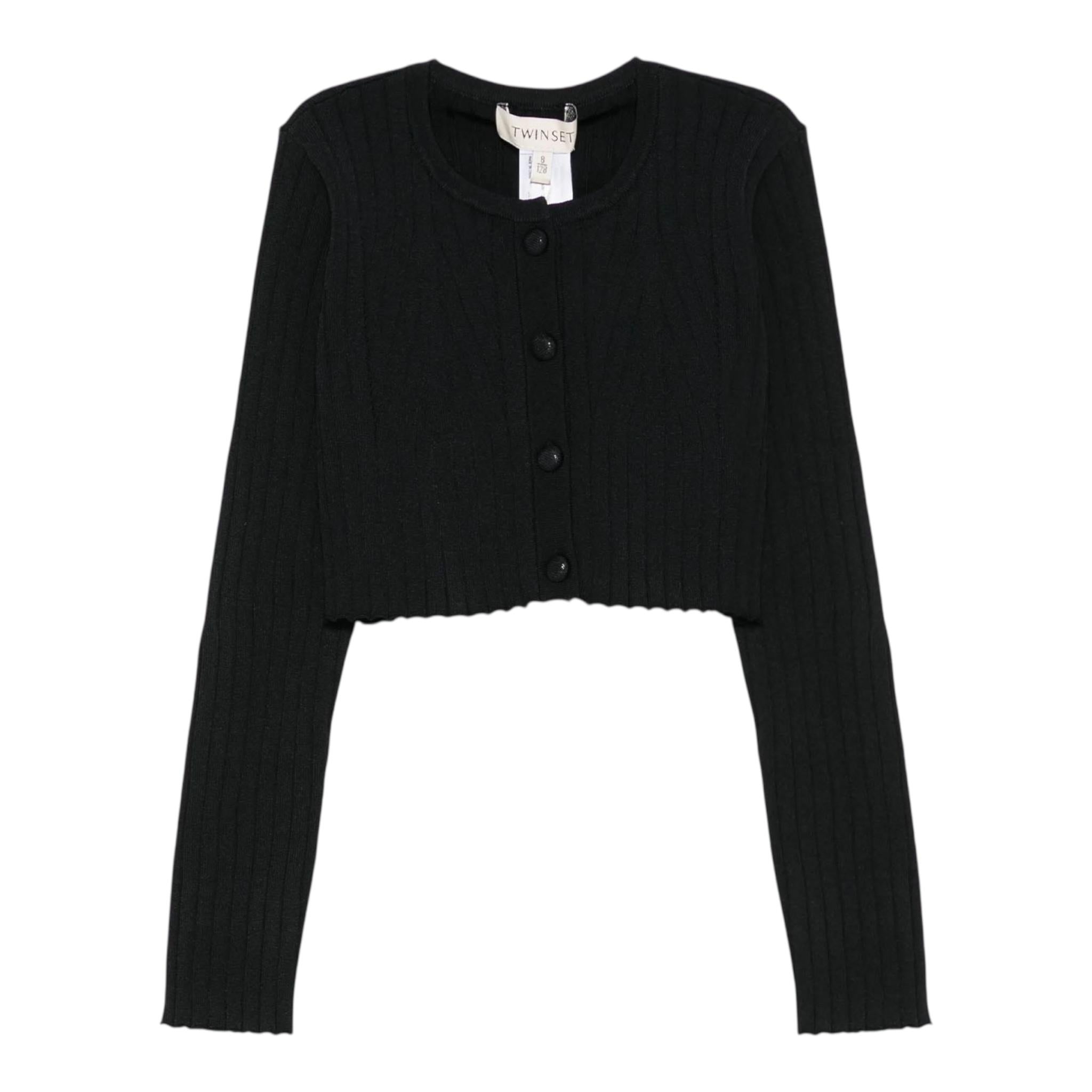 Twinset Cardigan Tinta Unita per Bambina 251GJ3405X NERO TWINSET 