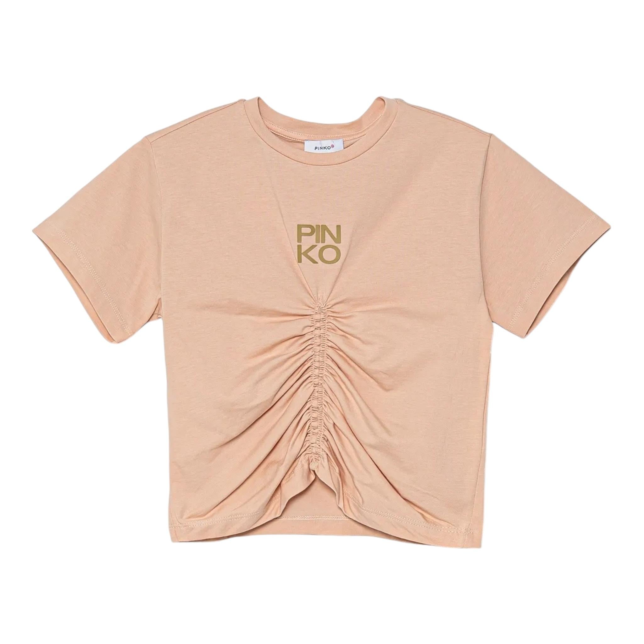 Pinko T-Shirt Girocollo Tinta Unita con Logo per Bambina KFTS007X ROSA PINKO 