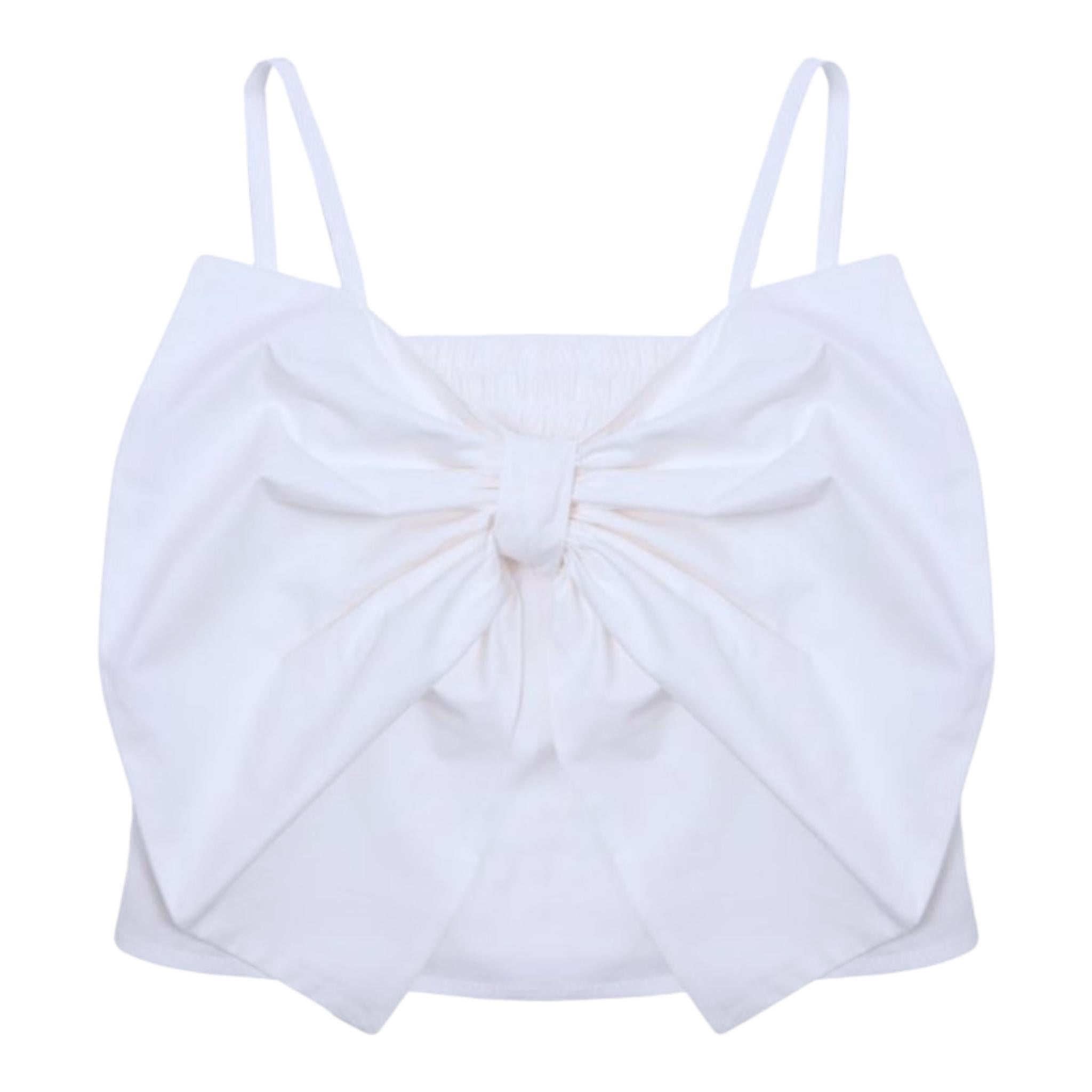 Vicolo Top Bretelline Tinta Unita con Fiocco per Neonata 3146TOP00317N BIANCO VICOLO 