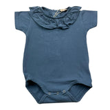 Wedoble Body Mezza Manica Tinta Unita Con Colletto Blu Per Neonata