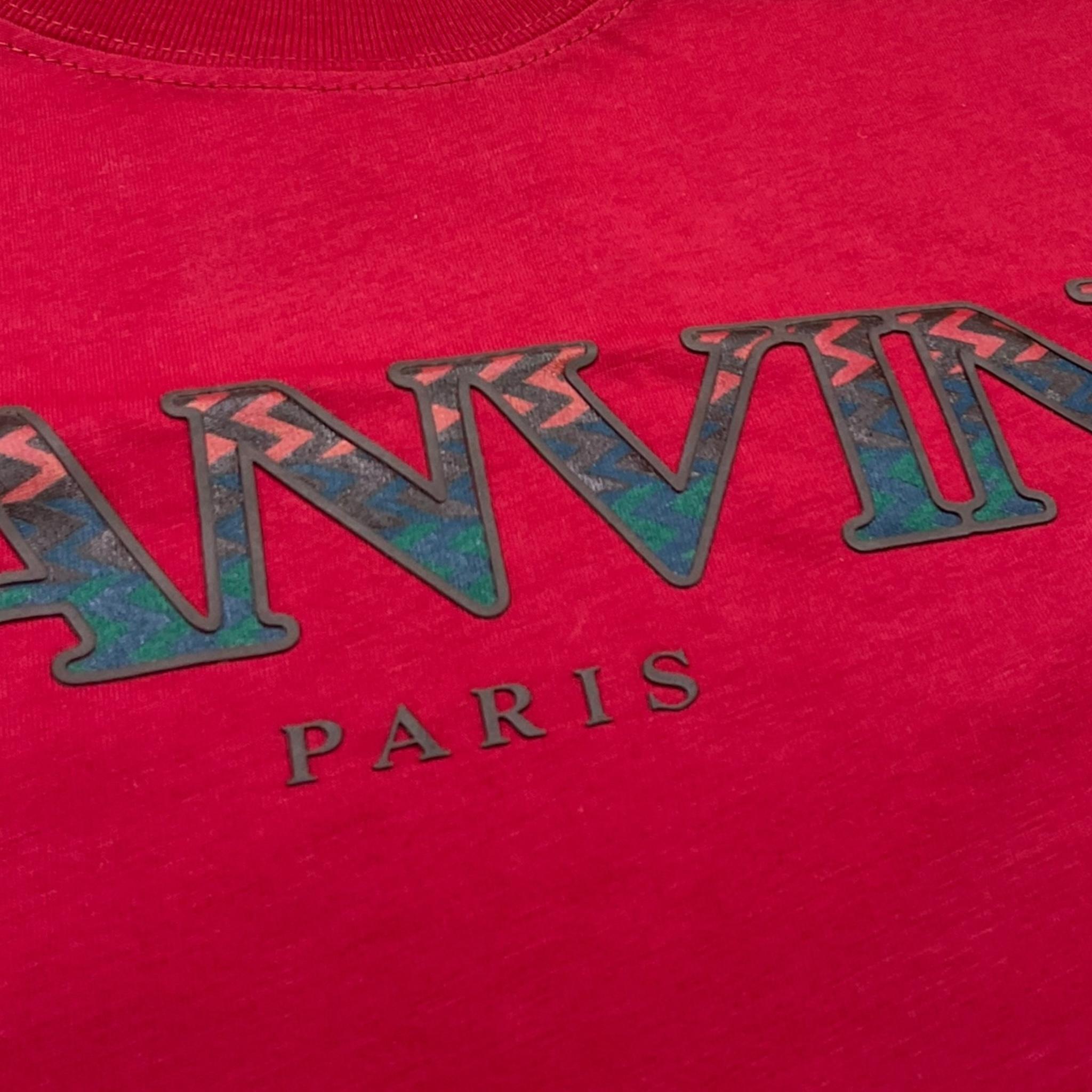 Lanvin T-Shirt Girocollo Tinta Unita con Logo per Bambino N30146 ROSSO LANVIN 