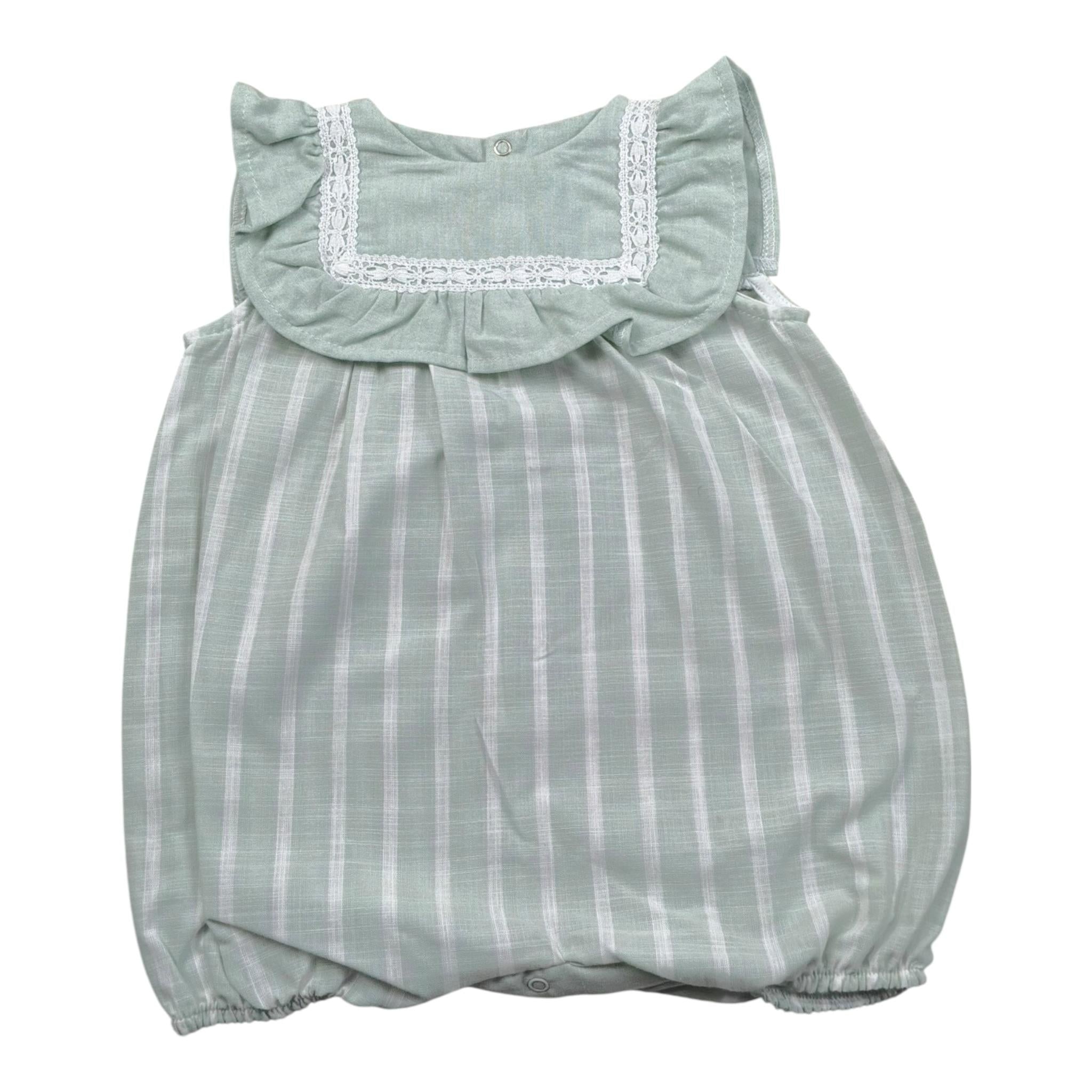 Babyvip Pagliaccetto Tinta Unita con Fantasia A Righe per Neonata T2825 VERDE BABYVIP 