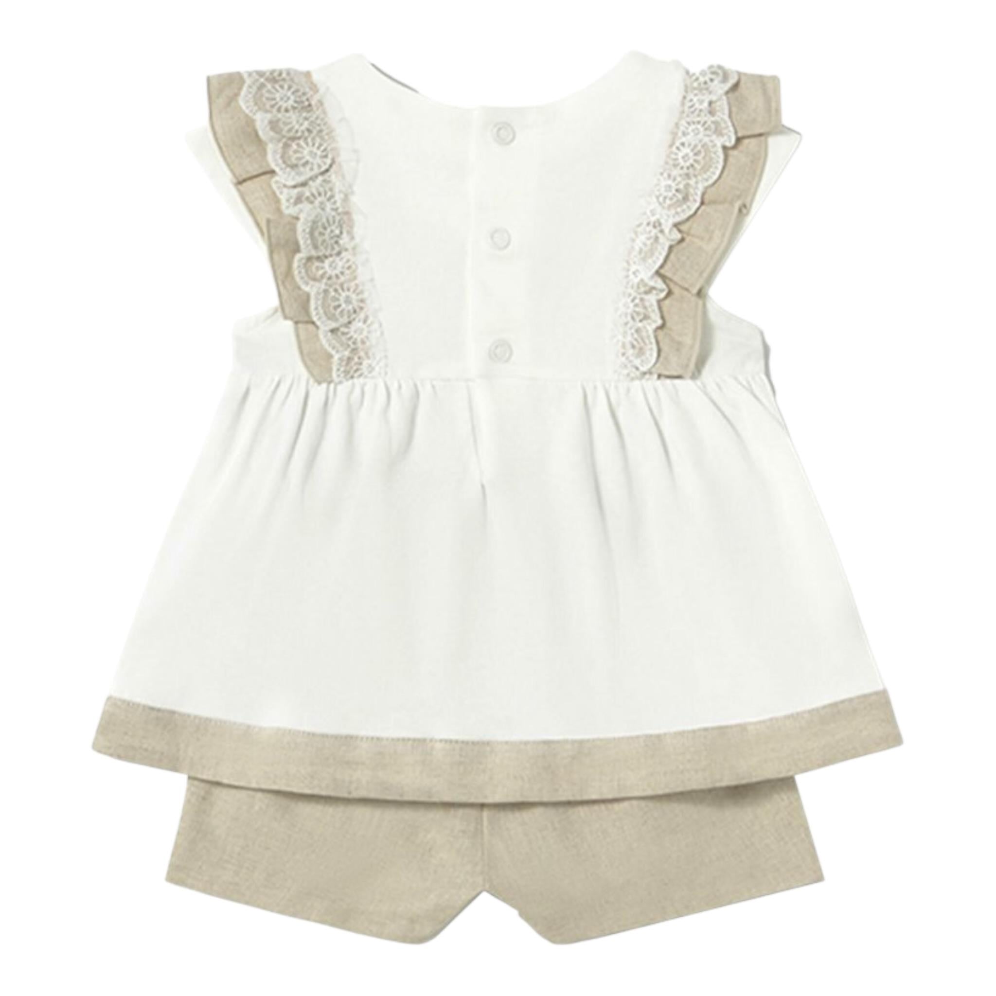Mayoral Completo 2 Pezzi Camicia-Short Bicolore  per Neonata 1236N BIANCO/BEIGE MAYORAL 