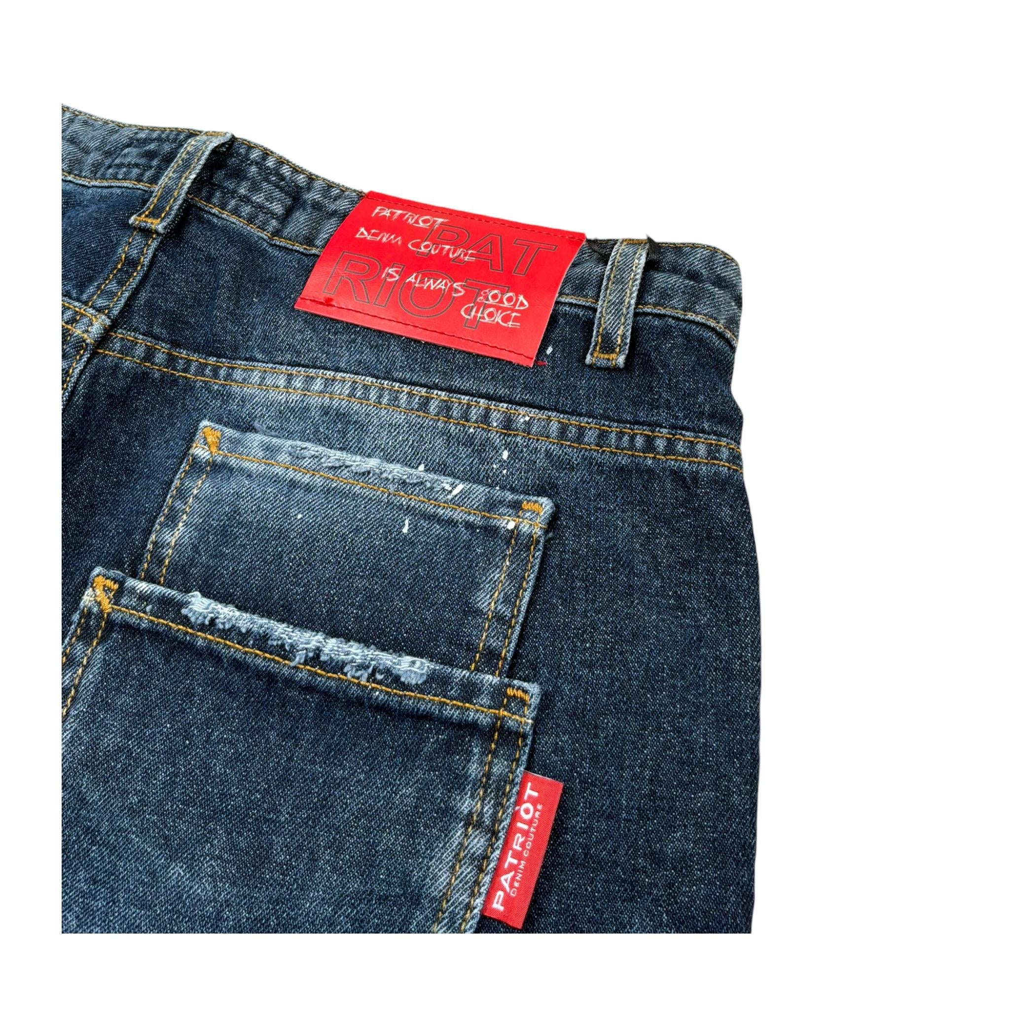 Patriot Bermuda In Denim Tinta Unita con Strappi per Bambino PCK42 BLU PATRIOT 