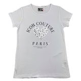 Losan T-Shirt Girocollo Tinta Unita con Stampa In Contrasto Bianco per Bambina