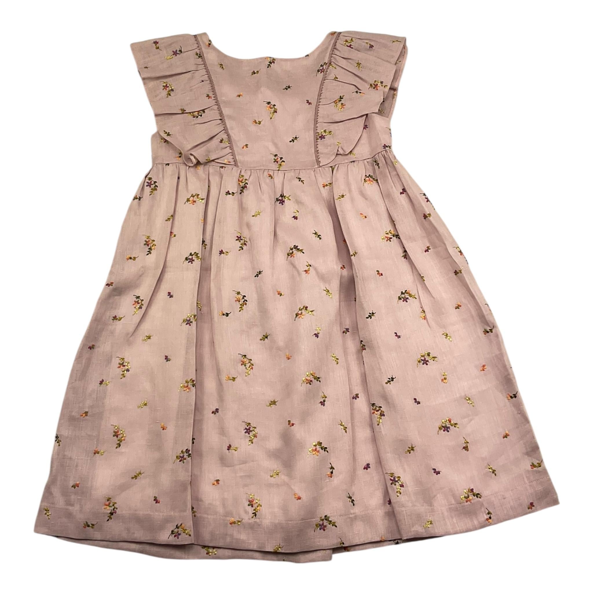 La Stupenderia Abito Mezza Manica Tinta Unita con Ricami Fiori per Bambina TJAB72 ROSA LA STUPENDERIA 