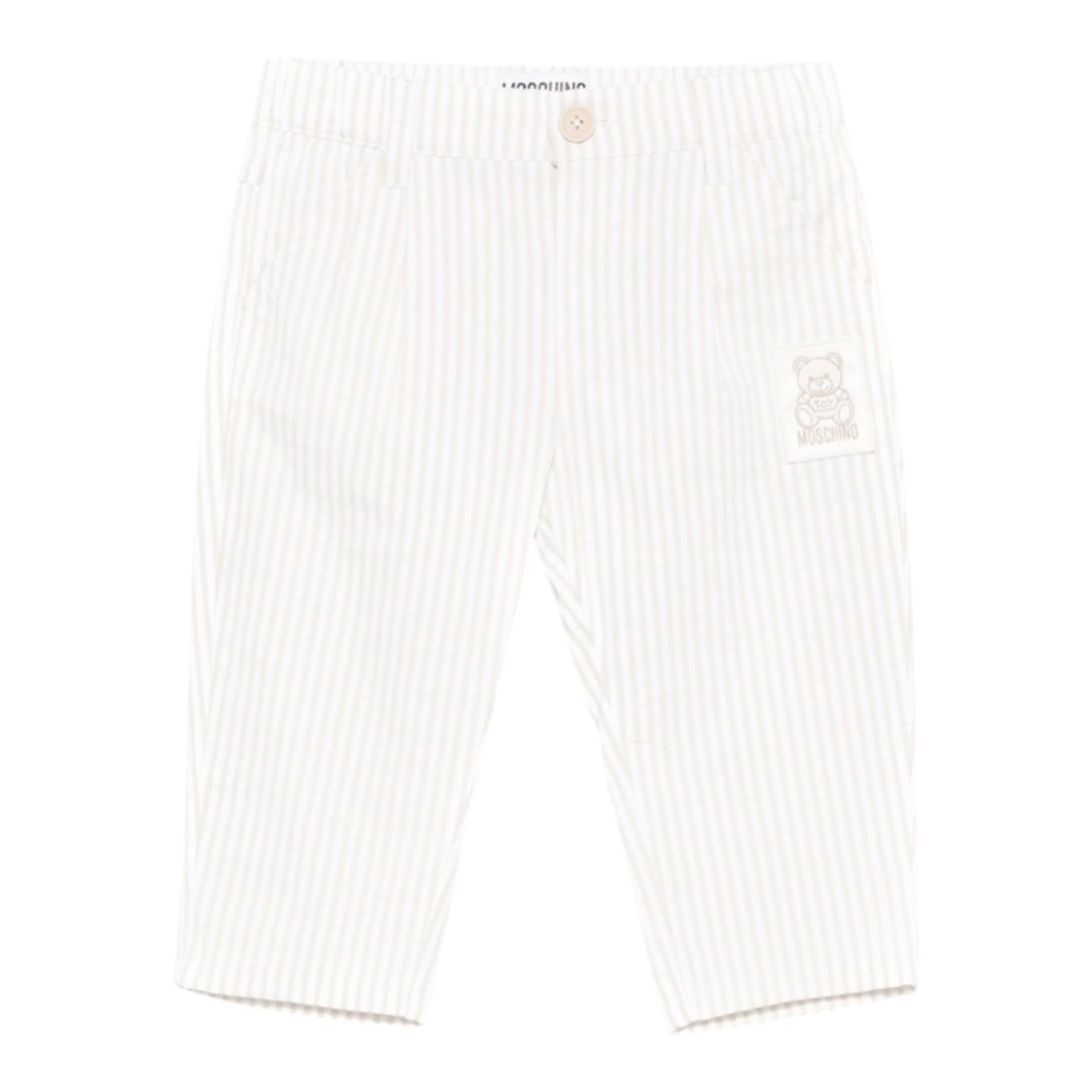 Moschino Pantalone Fantasia A Righe per Bambino MUP05 BIANCO/BEIGE MOSCHINO 