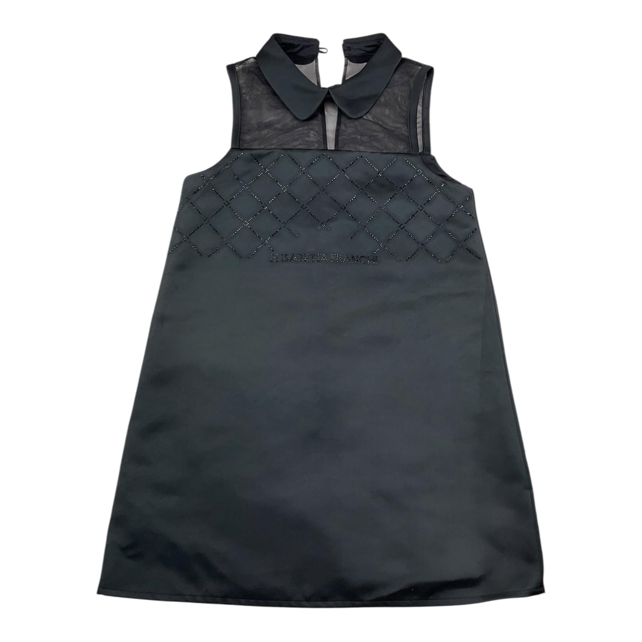 Elisabetta Franchi Abito Giromanica Tinta Unita con Brillantini per Bambina EFAB618 NERO ELISABETTA FRANCHI 