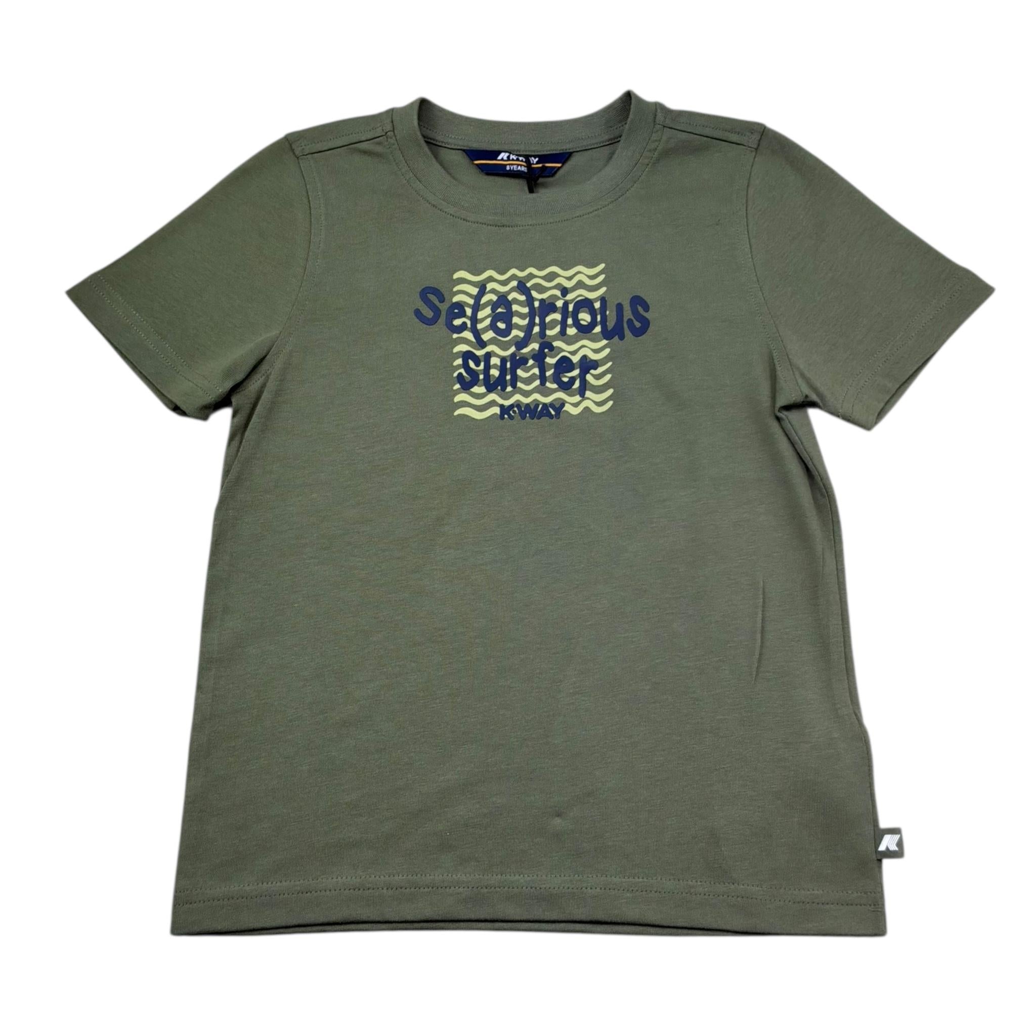 K-Way T-Shirt Girocollo Tinta Unita con Stampa per Bambino K1161YW VERDE K-WAY 