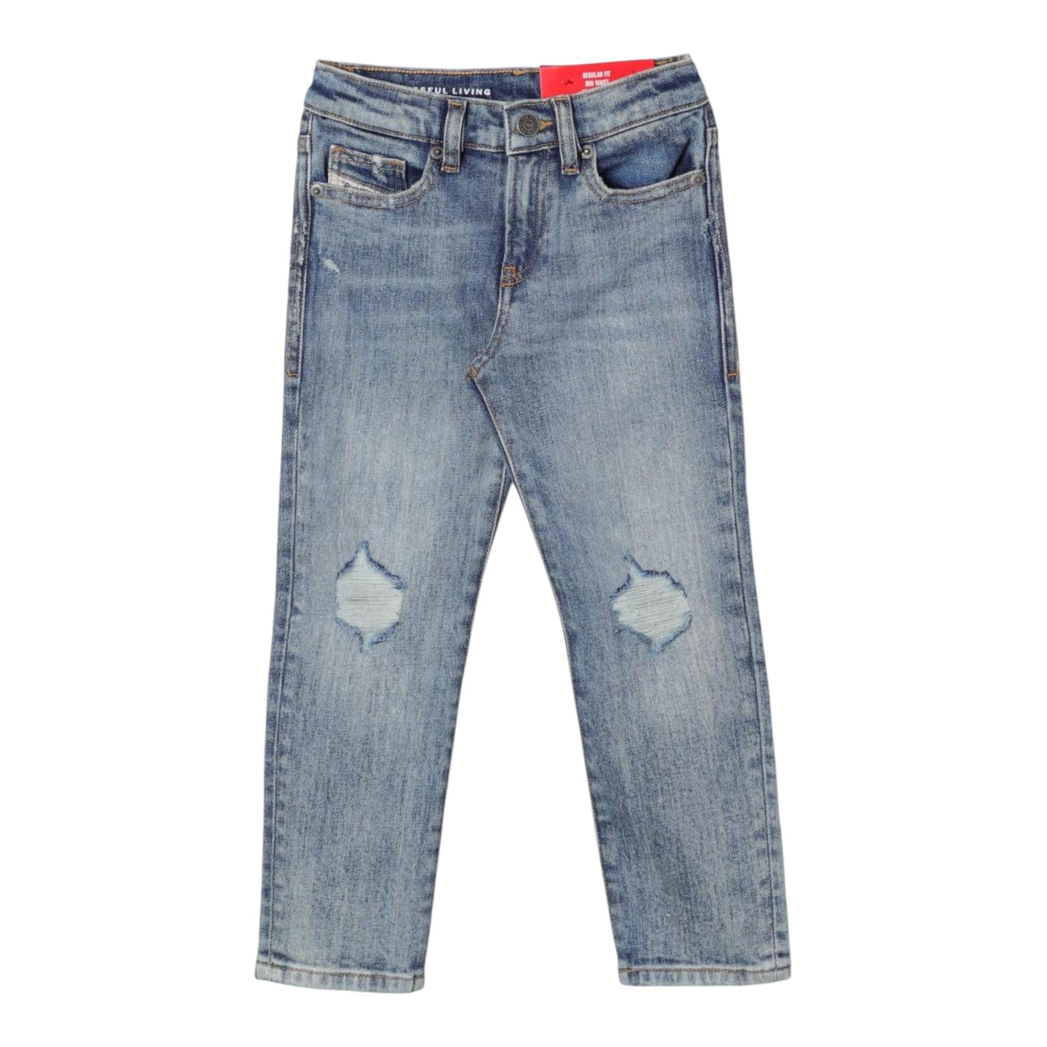 Diesel Jeans tinta unita con Girovita Regolabile Azzurro per Bambino J00809X AZZURRO DIESEL 