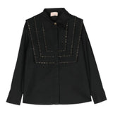 Elisabetta Franchi Camicia Tinta Unita Con Applicazione Nero Per Bambina