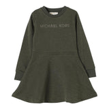 MICHAEL KORS abito girocollo tinta unita con sampa Verde per Bambina R30166 VERDE MICHAEL KORS 