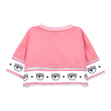 Chiara Ferragni T-Shirt Modello Crop Tinta Unita Con Stampa Rosa Per Neonata