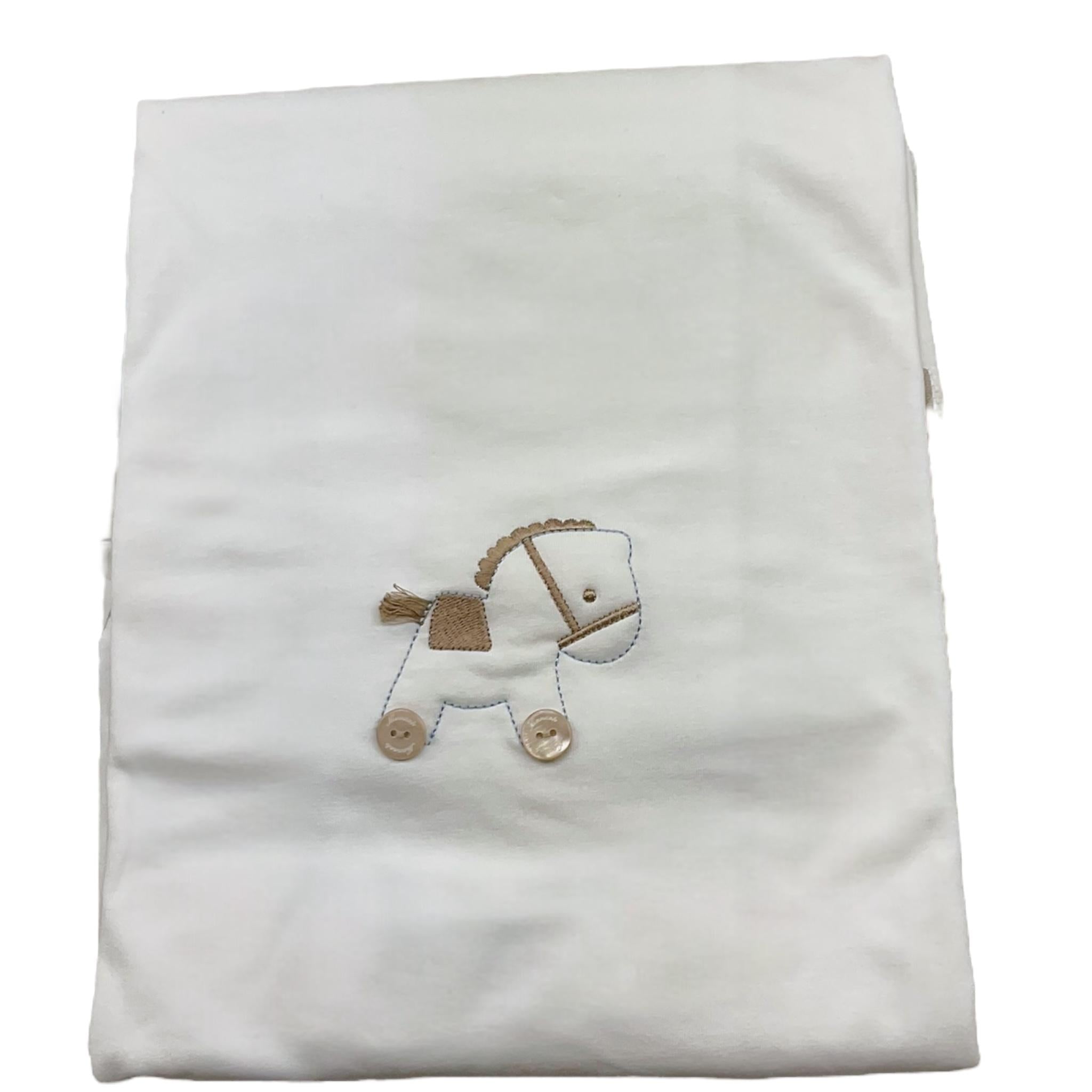 Ninnaoh Coperta Tinta Unita con Stampa per Neonato E25COP201 BIANCO NINNAOH 