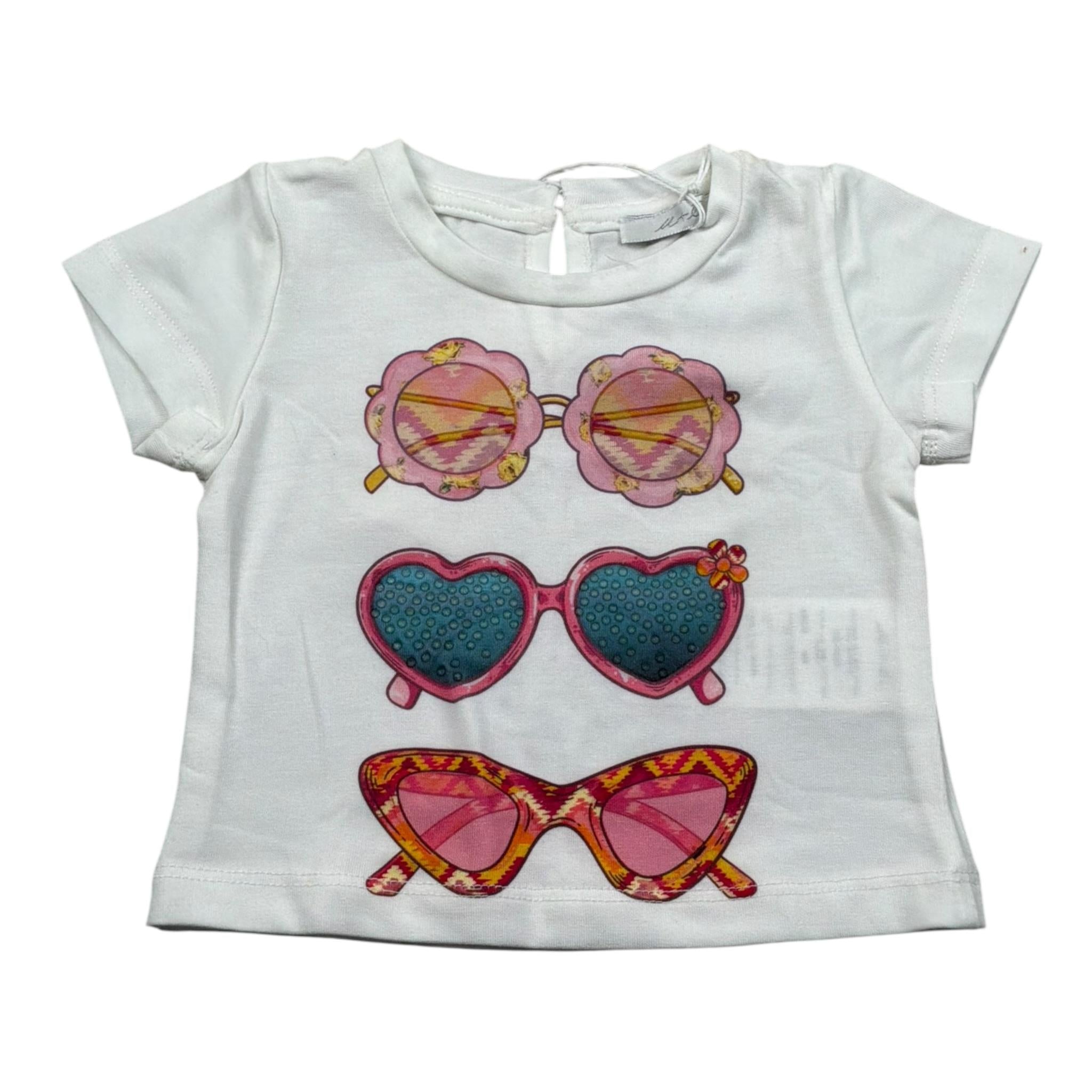 M+E' T-Shirt Girocollo Tinta Unita con Stampa per Neonata UE1860XX PANNA M+E' 