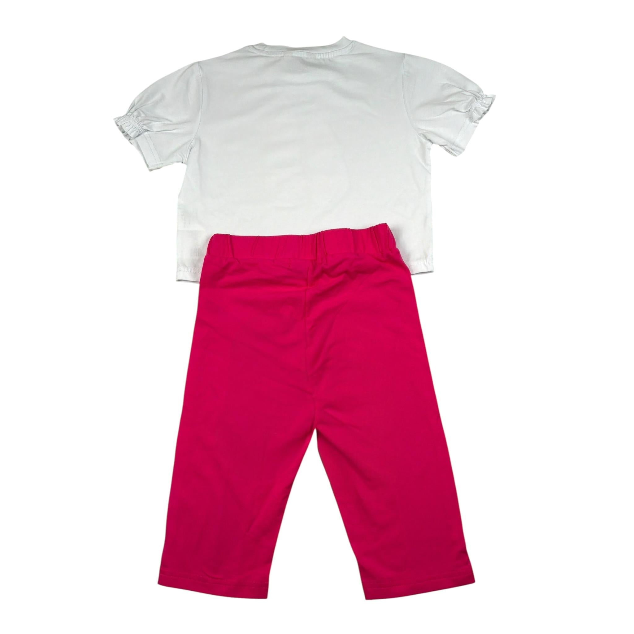Manila Grace Complet 2 Pezzi T-Shit-Leggins per Neonata 419DMBS25 BIANCO/FUXIA MANILA GRACE 