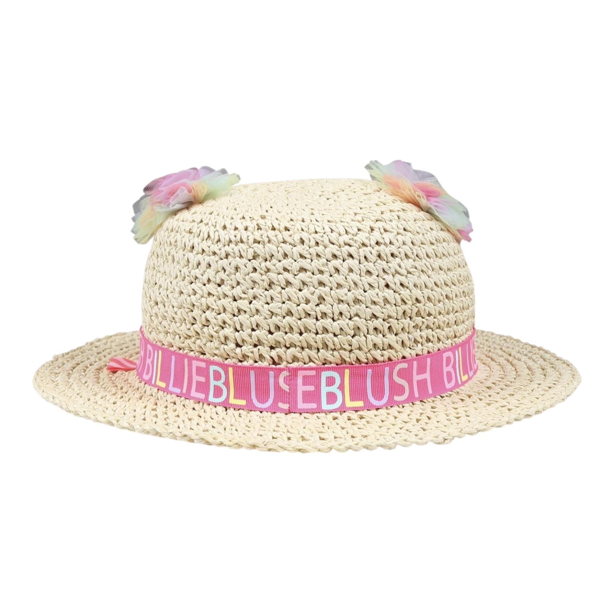 Billieblush Cappello In Paglia Tinta Unita con Applicazioni per Bambina U20753 BEIGE BillIEBLUSH 