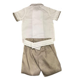 La Stupenderia Completo 2 Pezzi Camicia Body-Bermuda Bianco/Beige Per Neonato