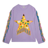 Stella Mccartney Felpa Chiusa Girocollo Tinta Unita con Frange per Bambina TW4B40 LILLA STELLA McCARTNEY 