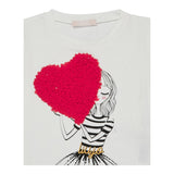 Liu Jo T-Shirt Girocollo Tinta Unita con Applicazioni per Bambina KA4046X BIANCO LIU JO 