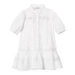 Twinset Abito Mezza Manica Tinta Unita con Trafori per Bambina 251GJ2410 BIANCO TWINSET 