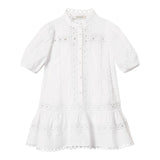 Twinset Abito Mezza Manica Tinta Unita con Trafori per Bambina 251GJ2410 BIANCO TWINSET 