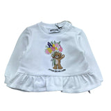 Moschino Felpa Girocollo Tinta Unita con Stampa per Neonata MDF035 BIANCO MOSCHINO 