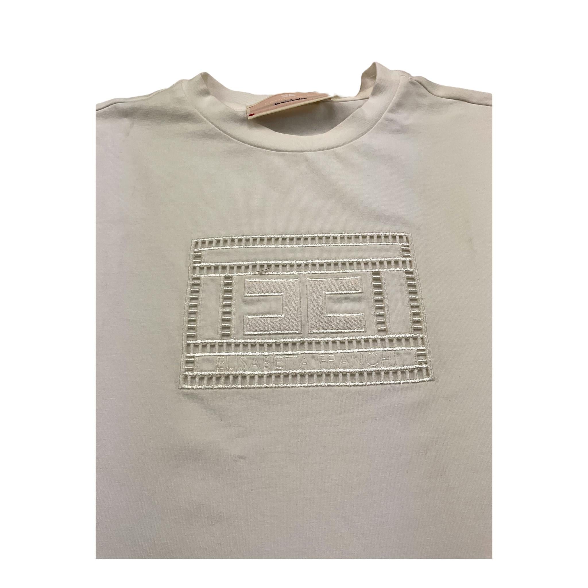 Elisabetta Franchi T-Shirt Girocollo Tinta Unita con Trafori per Bambina EFTS228 PANNA ELISABETTA FRANCHI 