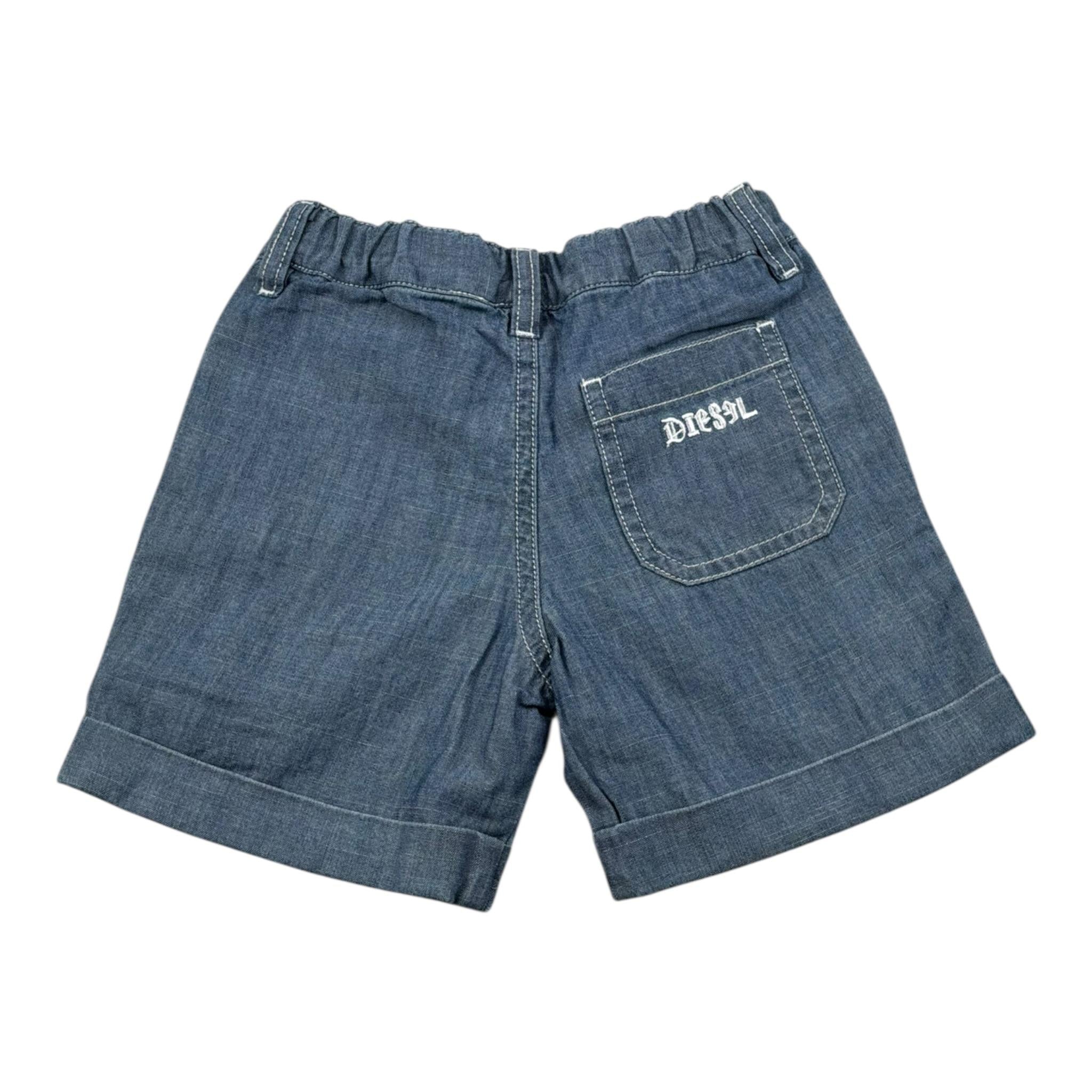 Diesel Bermuda In Denim tinta unita con Logo Blu per Neonato K00146 BLU DIESEL 