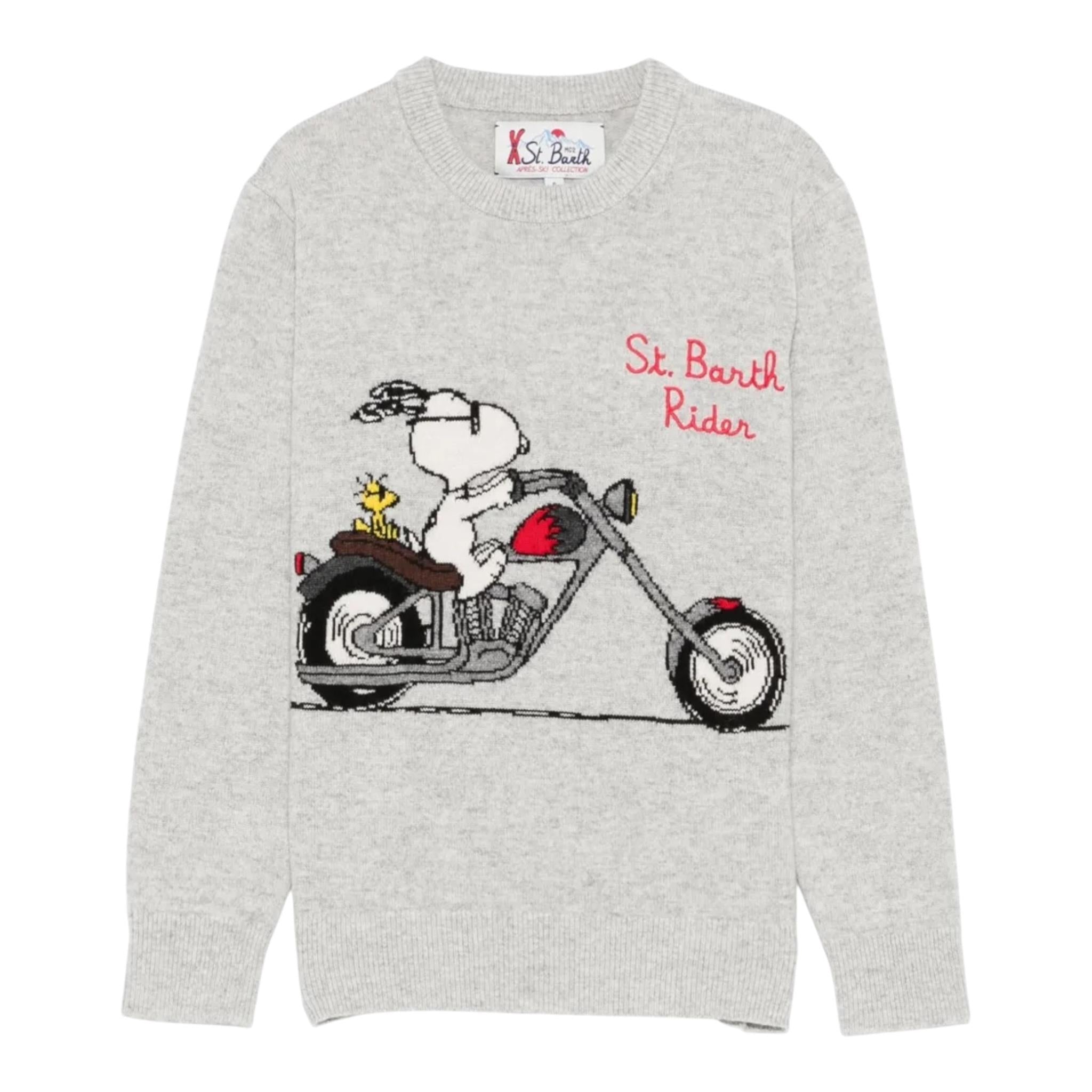 SAINT BARTH maglia tinta unita girocollo stampa snoopie Grigio per Bambino SNOOPYCHOPPER GRIGIO SAINT BARTH 